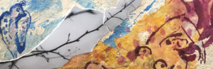 Galerie kunstunderos, Michele Cyranka, Nachtigal, Collage, Acryl