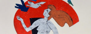 Galerie kunstunderos - Michael Hofmann-Alles im Griff-Farbholzschnitt